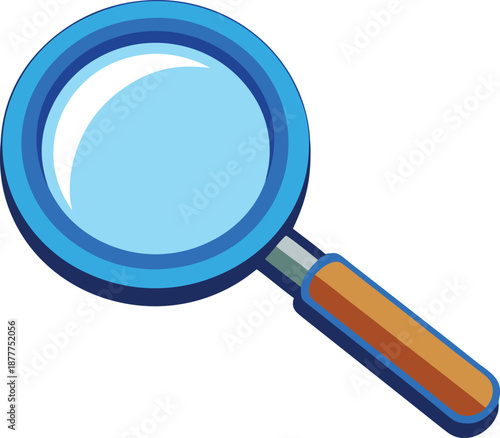 Blue Magnifying Glass Icon, Search Explore Discovery Symbol