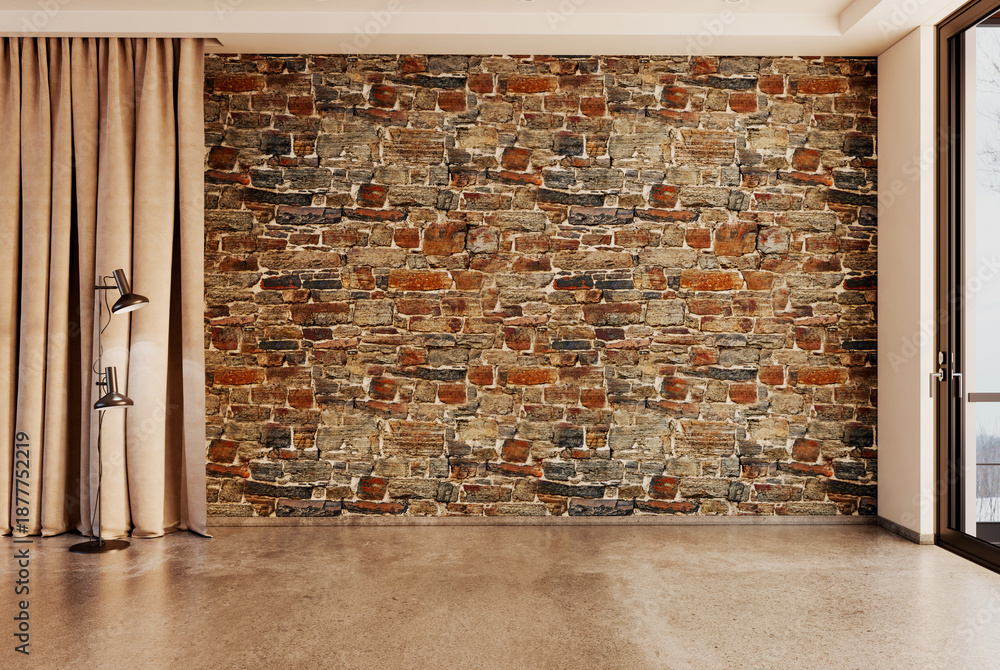 Naklejka premium Large luxury modern bright interiors Living room mockup illustration 3D rendering image