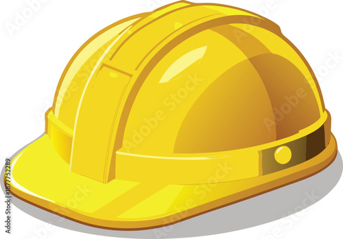 Bright yellow safety hard hat illustration, Industrial site protection headwear