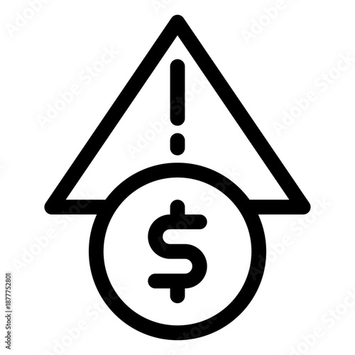 Financial Risk Warning Icon Outline - Money Alert Symbol