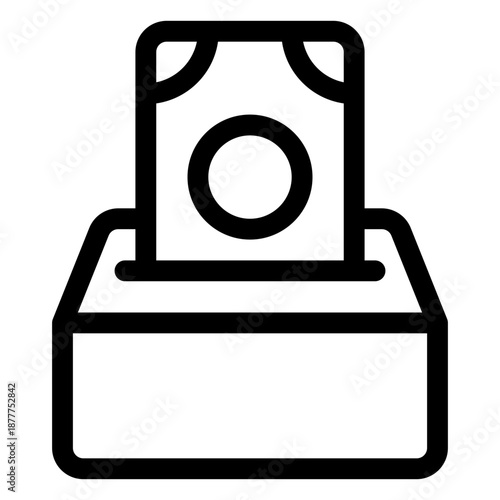 Donation Box or Payment Deposit Line Icon. Finance and Giving.