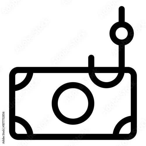 Money Bait Hook Icon - Financial Trap and Phishing Lure Symbol