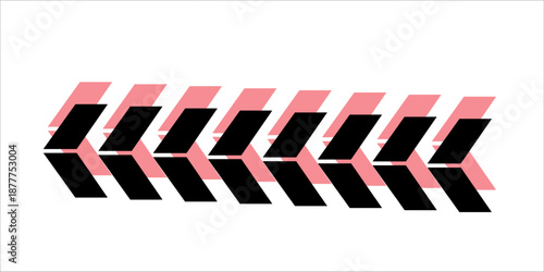 Vector arrows in the opposite direction. Red and black. Pointer. Striped pattern. Vector background.