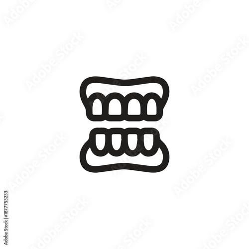 Denture icon vector. Linear style sign for mobile concept and web design. Denture symbol illustration. Pixel vector graphics - Vector.