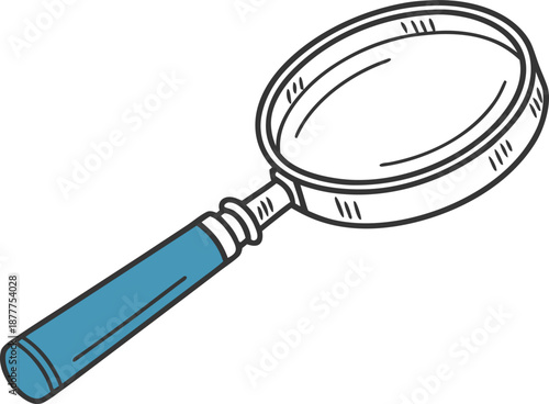 Hand drawn magnifying glass illustration, Search and focus concept icon