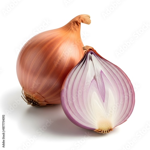 Wallpaper Mural Whole shallot with papery skin beside one cut half showing purple-white layers Torontodigital.ca