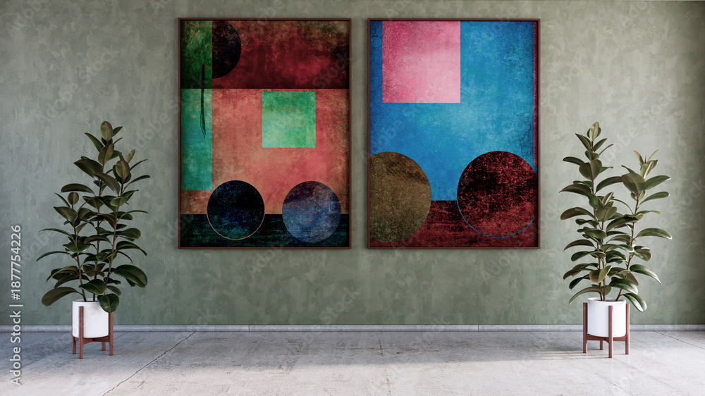 Obraz premium Large luxury modern bright interiors Living room mockup illustration 3D rendering image