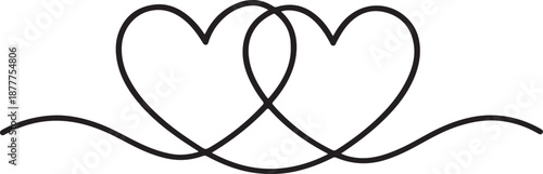 Continuous line heart couple silhouette vector showing abstract man and woman in love.