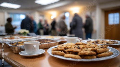  Funeral Reception Table: Half-Eaten Dishes and Coffee After the Service