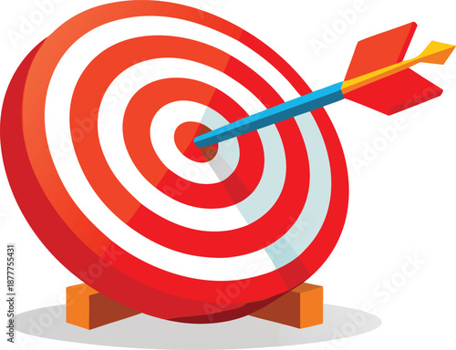 Target board with dart hitting bullseye, Success and accuracy illustration