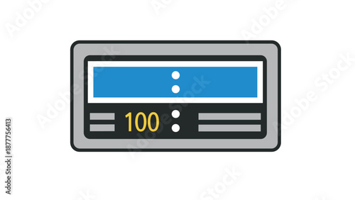 Digital scoreboard with numeric display and flat design in gray and blue color scheme