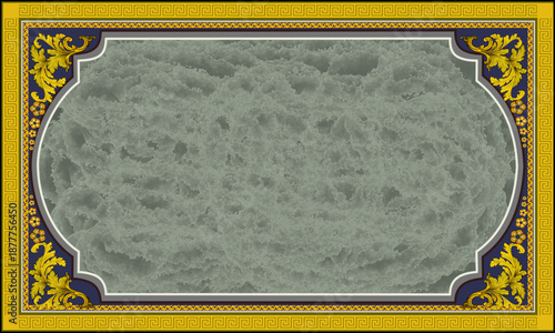 Luxury Classic Golden Ornamental Frame on Teal and Red Background