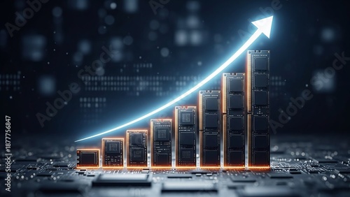 PC RAM Chips Arranged as Rising Bar Chart
