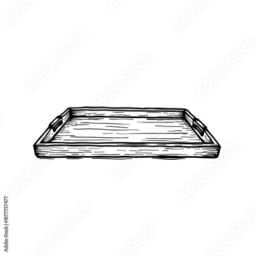 Wallpaper Mural Wooden serving tray in hand-drawn sketch style on white background   Torontodigital.ca