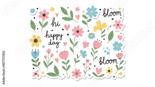 Blossom of Joy: A collection of cheerful spring flower illustrations bursting with color and positivity, perfect for bringing a touch of happiness to any project.