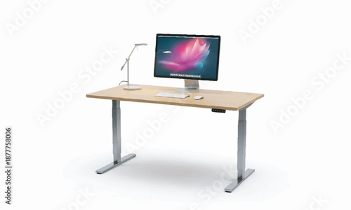 Modern standing desk with computer setup