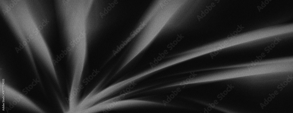 Obraz premium Smoothly curved lines of light on a grainy noise textured abstract black background