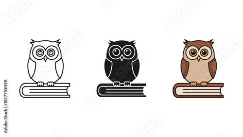 Vector Illustration of Owls on Books