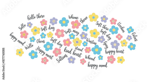 Soft Day Blooming in Pastel Colors: Delicate floral design, with a kaleidoscope of soft pastel hues, each petal whispers of joy and invites one to experience and appreciate the softer things in life.