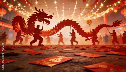 Lunar new year celebration city streets cultural event festive atmosphere