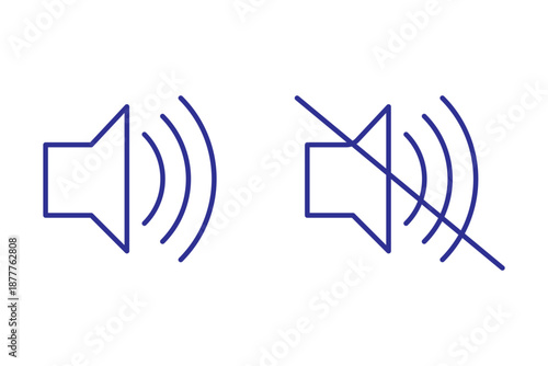Volume on and off icon set