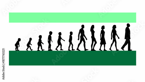 Human evolution from childhood to adulthood in silhouette