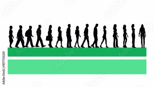 Business people walking on green platform in modern style