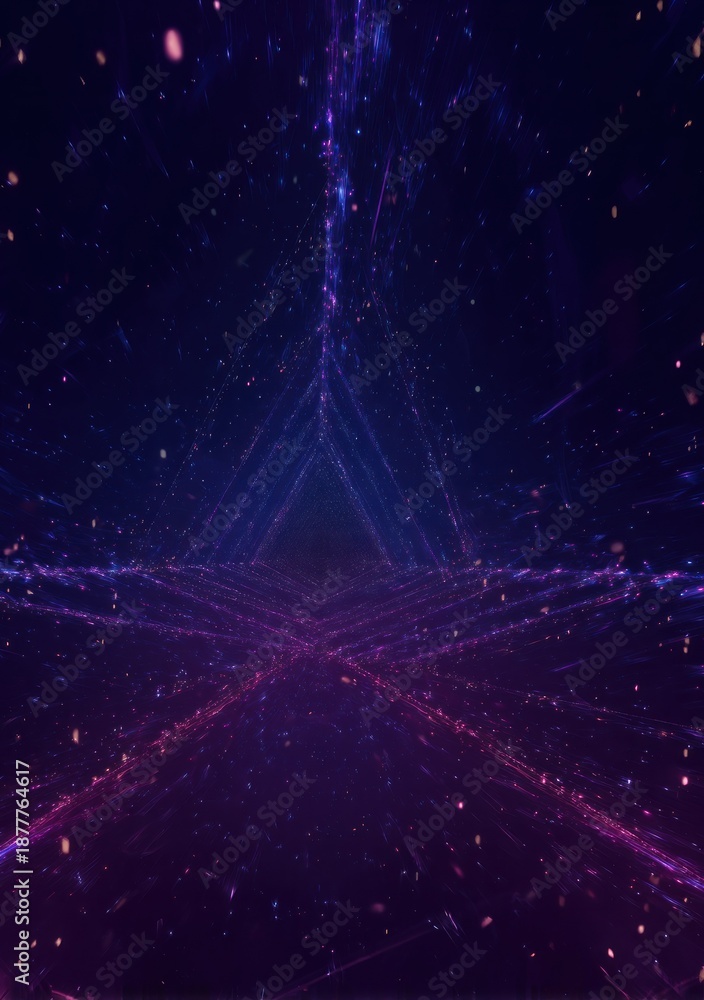 Obraz premium Digital corridor of converging lines, purple-blue hues, suggestive of futuristic travel