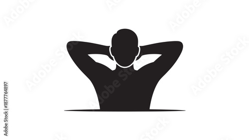 Relaxed Man Silhouette in Minimalist Style with Soft Lighting on White Background for Wellness
