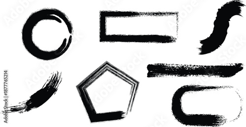 Collection of various hand drawn shapes and brush strokes