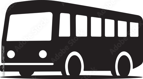 Public Transportation Bus Icon Representing City Transit Travel Logistics Shuttle Services and Commuter Vehicle Silhouette Vector Graphic for Mobile Apps