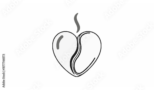 Heart Shaped Coffee Bean Line Art Vector Illustration for Premium Cafe Branding