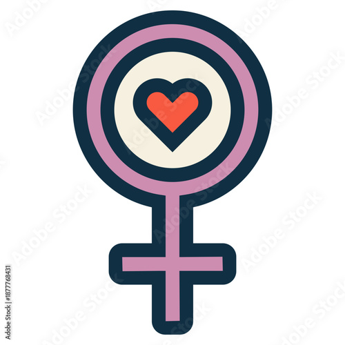 women female symbol with love shape icon