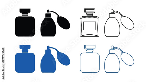 Collection of perfume bottle outlines and silhouettes in various styles