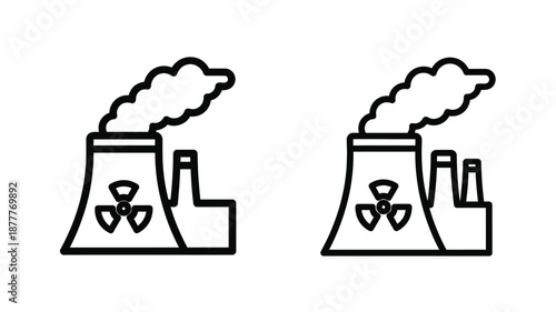 Two industrial factory buildings with smoke stacks emitting pollution