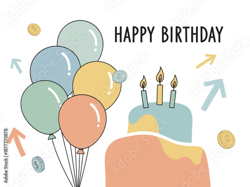 A playful and modern illustration depicting financial gain and upward trajectory. Ideal for articles, blogs, or marketing materials relating to invest