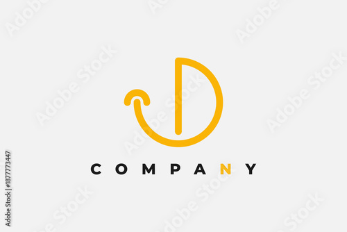 letter d happy and smile logo