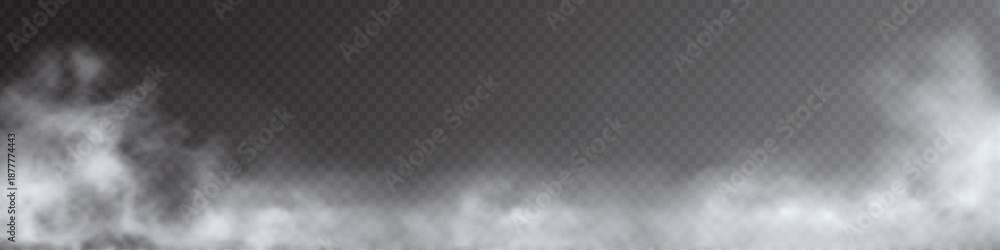 Φωτογραφία Fog, smoke, mist, and steam on transparent background, panoramic view, vector de