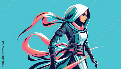amazing of assassin woman vector illustration