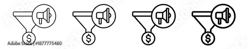 Marketing Funnel Icon Set Different Style Collection