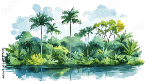 Brownsberg Nature Park. Brownsberg Nature Park hand drawn watercolor illustration