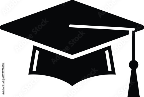 Graduation cap icon silhouette isolated on white background