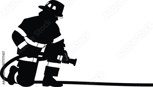 Firefighter Standing Silhouette Emergency Worker Concept