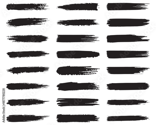 Collection of black brush strokes on white background