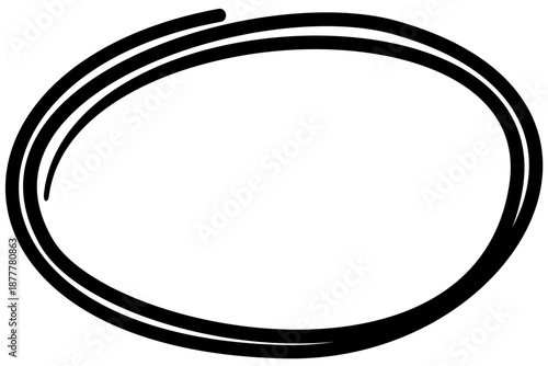 Hand drawn marker circle oval line frame, emphasis important content, accent