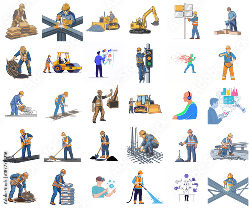 future forged bridging physical endeavor and digital ingenuity for human progress set, isolated on transparent background