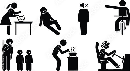 Pictograms representing a wide range of everyday activities and lifestyle scenarios
