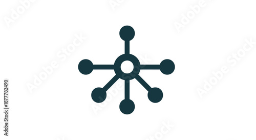 A minimalist graphic icon depicting a central hub with six radiating connections, symbolizing a network or distributed system.