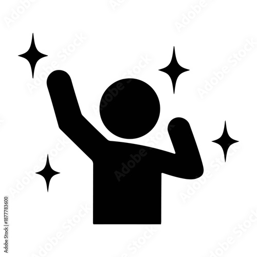 Celebrating person icon representing success, achievement, happiness and positive accomplishment moment