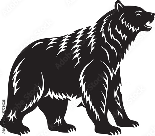 Standing grizzly bear silhouette side profile